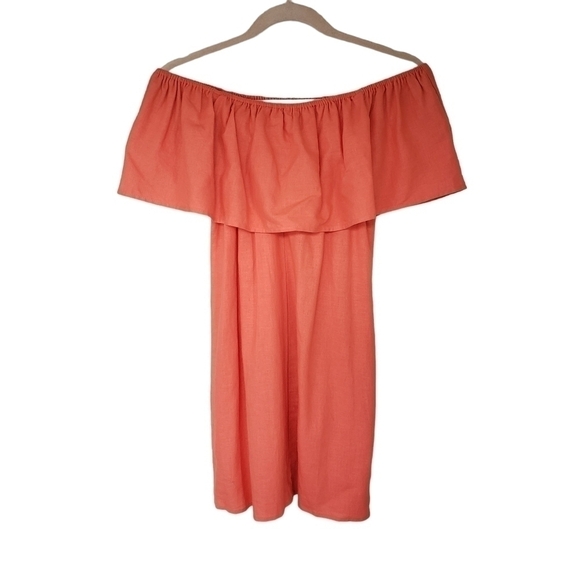 Show Me Your MuMu Orange Off The Shoulder Linen Mini Dress - Picture 6 of 11